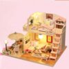 Miniature Dollhouse, DIY Mini House Kit with Led Lights and for Gift Assembled Model House (Blue) - Image 5