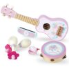 WoodenEdu Kids Guitar for Girls, Wooden Musical Instruments Toys with Ukulele, Tambourine, Maracas, - Image 2