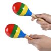DOMG Maracas Hand Percussion Rattles, Wooden Rumba Shaker Musical Instrument for Kids Adults, Set of - Image 3