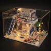 Miniature Dollhouse, DIY Mini House Kit with Led Lights and for Gift Assembled Model House (Blue) - Image 3