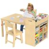 GDLF Kids Art Table and Chairs Set, Craft Desk with Large Storage and Portable Art Supply Organizer - Image 4