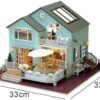 UDYGQM Wooden DIY Miniature Dollhouse with LED Lights andFurnitures,Hand-Assembled Villa - Image 3