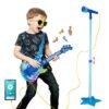 TAKIHON Guitar and Microphone Set for Kids,Guitar Toys with Music&Colorful Light,Adjustable Height - Image 3