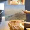 BGSFF Folding Easel Beech Wooden Rod Travel Oil Painting Box Oil Painting Rack with Wheels Art - Image 4