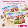 SYNARRY Large Unicorn Princess Fairy Wooden Puzzles for Girls Gift Box(12.2*9.4 in) - FSC Certified, - Image 4