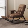 Rocking Chair, with Footrest, High Back Chair Non-Slip Cushion, Lounge Chair Adjustable Backrest, - Image 2