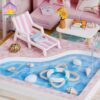 UDYGQM DIY Dollhouse Kit with Dustproof Cover, with Music Movement, Wooden Mini House Set, 1:24 - Image 3