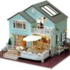 UDYGQM Wooden DIY Miniature Dollhouse with LED Lights andFurnitures,Hand-Assembled Villa - Image 2