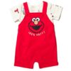Sesame Street Elmo French Terry Short Overalls T-Shirt and Hat 3 Piece Outfit Set Newborn to - Image 6