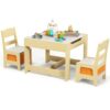 Costzon Kids Table and Chair Set, 3 in 1 Wooden Activity Table with Storage Drawer, Detachable Table - Image 2