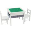 Peekabu 2 in 1 Kids Construction Play Table and 2 Chairs, Wooden Building Block Table w/Storage - Image 2