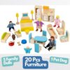 PIDOKO KIDS Skylar Wooden Dollhouse - Includes 20 Pcs Furniture Accessories, 5 Family Dolls and a - Image 3
