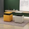 JSMY Leather Square Stool, Multifunction Cube Chair Sofa Stool Space-saving Living Room Combination - Image 3