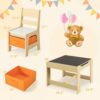 Costzon Kids Table and Chair Set, 3 in 1 Wooden Activity Table for Toddlers Arts, Crafts, Drawing, - Image 8