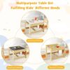 Costzon Kids Table and Chair Set, 3 in 1 Wooden Activity Table for Toddlers Arts, Crafts, Drawing, - Image 3