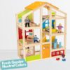 PIDOKO KIDS Skylar Wooden Dollhouse - Includes 20 Pcs Furniture Accessories, 5 Family Dolls and a - Image 7