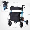 MYIME Lightweight Aluminium Folding Rollator, 2-in-1 Shopping Cart and Transit Chair withHeight - Image 3
