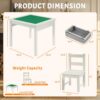 Peekabu 2 in 1 Kids Construction Play Table and 2 Chairs, Wooden Building Block Table w/Storage - Image 3