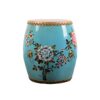 KAFELE Creative Solid Wood Cowhide Drum Stool Chinese Style Furniture Hand Painted Painted Drum Pier - Image 2