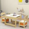 Costzon Kids Table and Chair Set, 3 in 1 Wooden Activity Table for Toddlers Arts, Crafts, Drawing, - Image 2