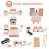 Costzon Wooden Dollhouse for Kids, 3-Story Luxury Doll House with 32 Pieces Furniture Accessories, 7 - Image 4
