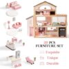 ROBOTIME Wooden Dollhouse, Doll House with 29 Pieces Furniture Set - Pool and Elevator, Wooden Doll - Image 5