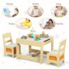 Costzon Kids Table and Chair Set, 3 in 1 Wooden Activity Table with Storage Drawer, Detachable Table - Image 6