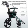 MYIME Rollators 4 Wheel With Seat And Basket, Aluminium Four Wheeled Rollator Walking Aid Brakes and - Image 3