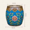 KAFELE Creative Solid Wood Cowhide Drum Stool Chinese Style Furniture Hand Painted Painted Drum Pier - Image 3