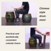 KAFELE Creative Solid Wood Cowhide Drum Stool Chinese Style Furniture Hand Painted Painted Drum Pier - Image 5