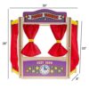Hey! Play! Wooden Tabletop Puppet Theater with Curtains, Blackboard, and Clock- Inspires Imagination - Image 3