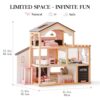 ROBOTIME Wooden Dollhouse, Doll House with 29 Pieces Furniture Set - Pool and Elevator, Wooden Doll - Image 7