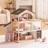 ROBOTIME Wooden Dollhouse, Doll House with 29 Pieces Furniture Set - Pool and Elevator, Wooden Doll - Image 8
