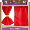 Hey! Play! Wooden Tabletop Puppet Theater with Curtains, Blackboard, and Clock- Inspires Imagination - Image 4