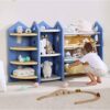 TONGSH Book Storage Rack Toy Boxes and Storage Unit with Anti-toppling Device 4-Tier Toy Shelf - Image 6