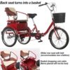 SDFhNest Folding Elderly Rickshaw Pedal Tricycle with Rear seat,20inch Passenger Trike,6 Variable - Image 5