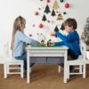Peekabu 2 in 1 Kids Construction Play Table and 2 Chairs, Wooden Building Block Table w/Storage - Image 5