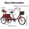 SDFhNest Folding Elderly Rickshaw Pedal Tricycle with Rear seat,20inch Passenger Trike,6 Variable - Image 4