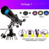 Telescope with 90° Erect Prism,Telescope for Beginners, Portable 80mm Caliber 900mm Focal Length, - Image 3