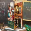 3D Mini Book House Wooden Puzzle Doll House Bookcase Insert Decoration Miniature Bookends Kit - Image 3