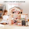 ROBOTIME Wooden Dollhouse, Doll House with 29 Pieces Furniture Set - Pool and Elevator, Wooden Doll - Image 6