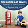 Constructive Playthings Gas Station Toy Gas Pump Replica with Nozzle and Hose, Retro Steel, Fun - Image 4