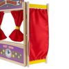 Hey! Play! Wooden Tabletop Puppet Theater with Curtains, Blackboard, and Clock- Inspires Imagination - Image 5