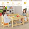 Costzon Kids Table and Chair Set, 3 in 1 Wooden Activity Table for Toddlers Arts, Crafts, Drawing, - Image 4