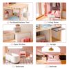 ROBOTIME Wooden Dollhouse, Doll House with 29 Pieces Furniture Set - Pool and Elevator, Wooden Doll - Image 3