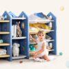 TONGSH Book Storage Rack Toy Boxes and Storage Unit with Anti-toppling Device 4-Tier Toy Shelf - Image 7