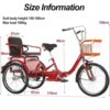 SDFhNest Folding Adult tricycles with Back seat,Elderly Rickshaw Pedals Tricycle,Trike with Shock - Image 7
