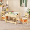 Costzon Kids Table and Chair Set, 3 in 1 Wooden Activity Table with Storage Drawer, Detachable Table - Image 8