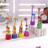 5Pcs Wooden Giraffe Figurine Toy Dancing Rocking Giraffe Finger Puppets Push Up Toys for Boys Kids - Image 5