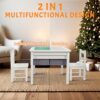 Peekabu 2 in 1 Kids Construction Play Table and 2 Chairs, Wooden Building Block Table w/Storage - Image 7